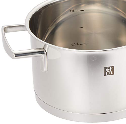 ZWILLING 双立人 Passion 炊具 3件套 双手柄 深型 单柄锅 3件套 不锈钢 底部厚 3层结构 支持IH电磁加热 可使用洗碗机清洗 66060-001