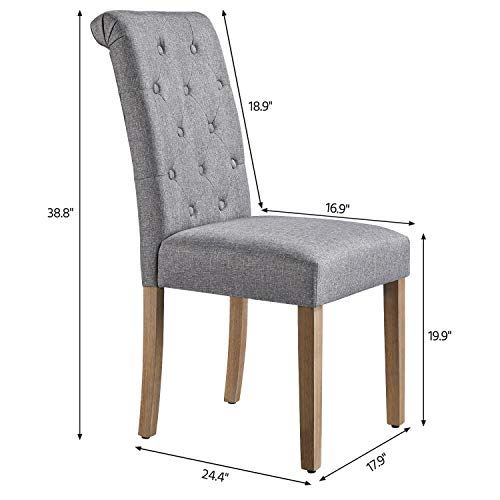 Upholstered Fabric Dining Room Chairs with Solid Wood Legs and Padded Seat