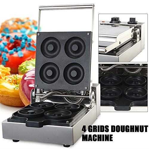 110V Commercial Donut Maker Machine, 4 Holes Double-Sided Heating