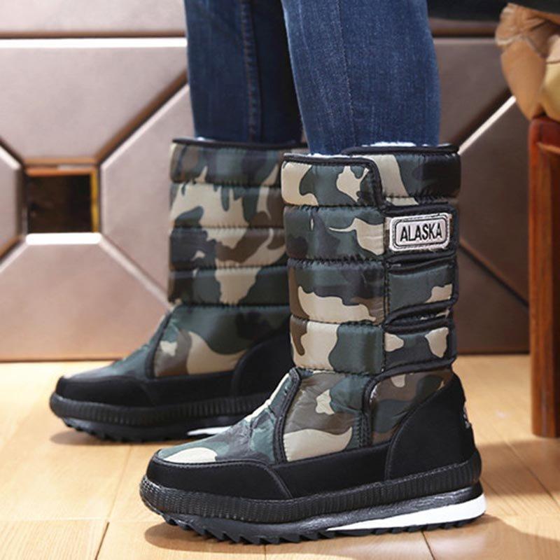Womens Warm Flat Heel Oxford Winter Snow Boots