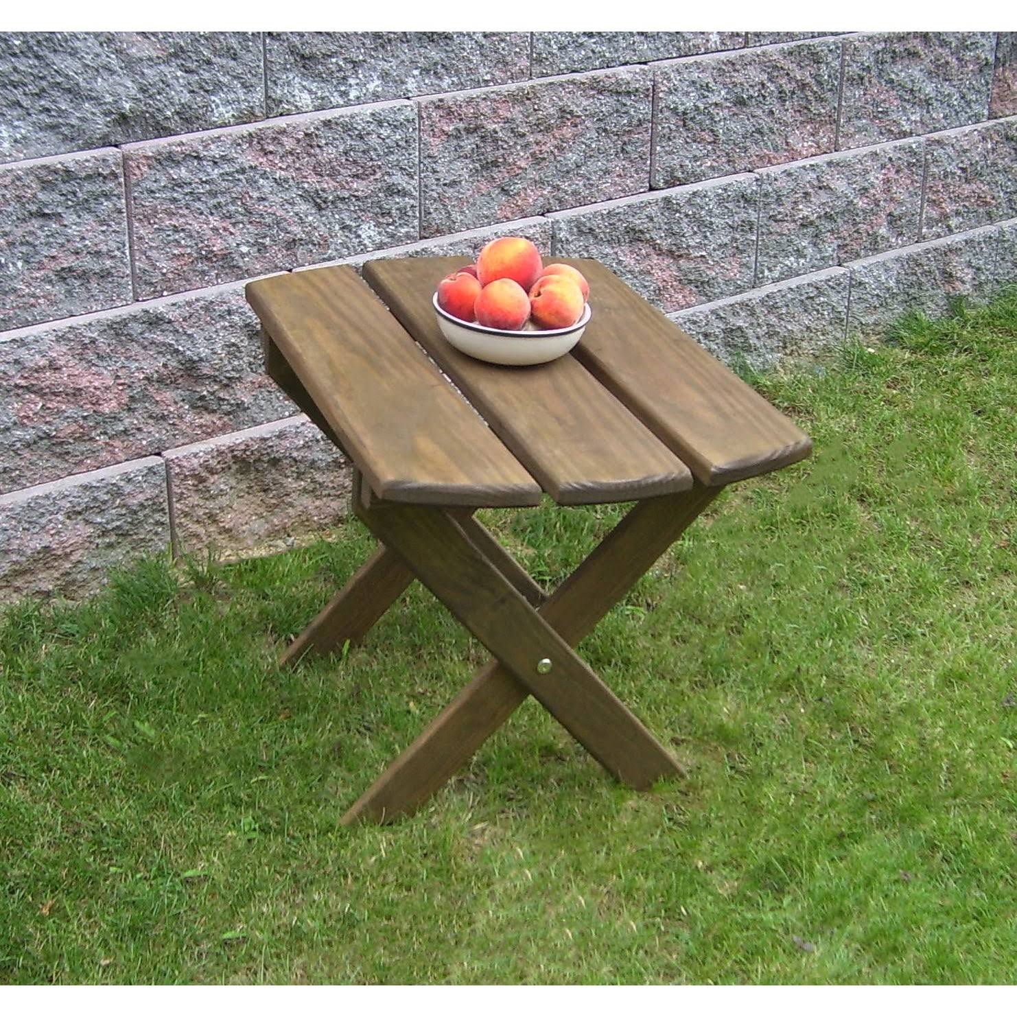 Pressure Treated Pine Folding Oval End Table - Linden Leaf Stain