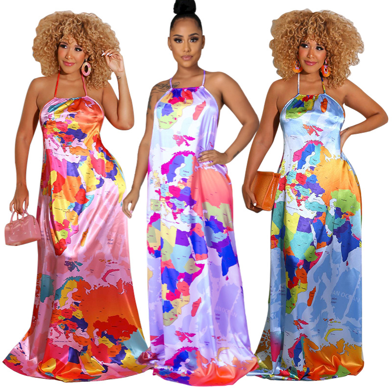 Featured map three-color optional dress sexy women HN012