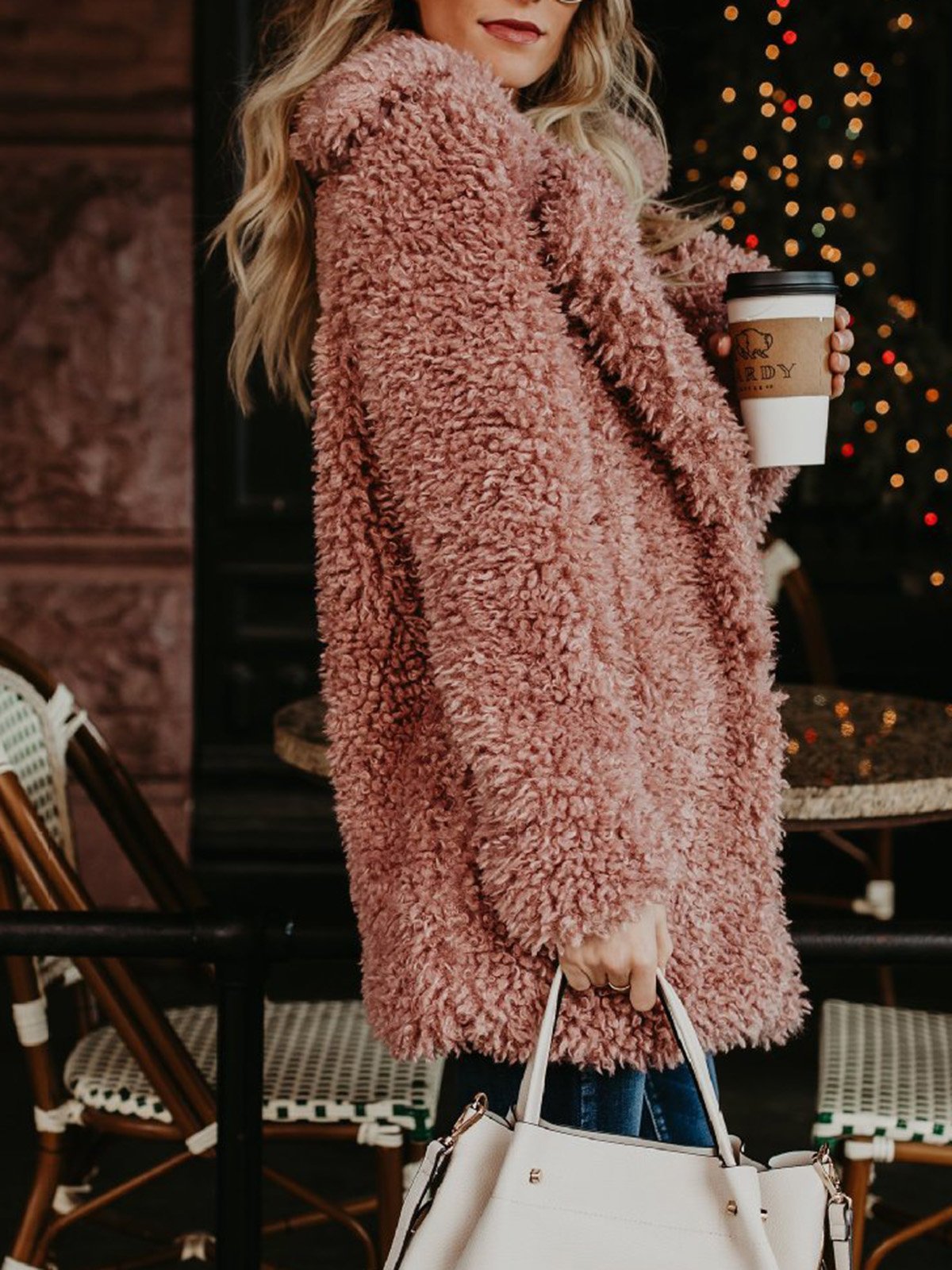 Long Sleeve Fluffy Casual Solid Quilted Coat