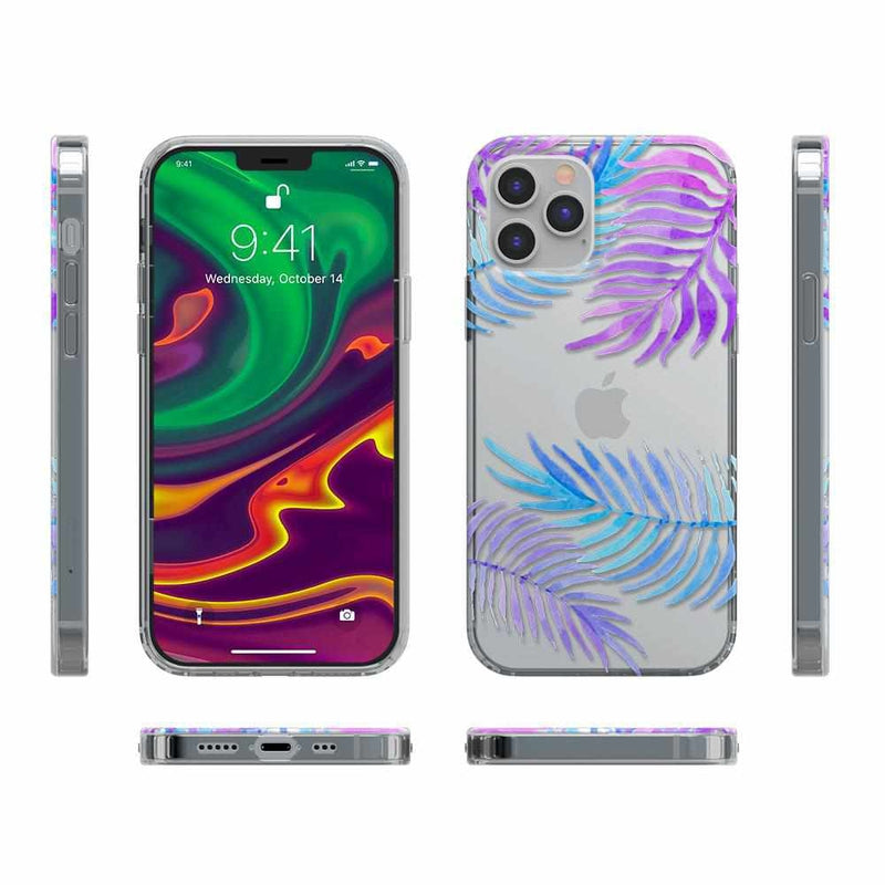 Tropical Blue Palm Leaves iPhone Case