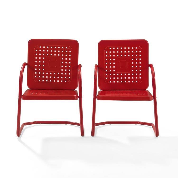 Crosley Bates Metal Patio Chair in Red (Set of 2) - CO1025-RE