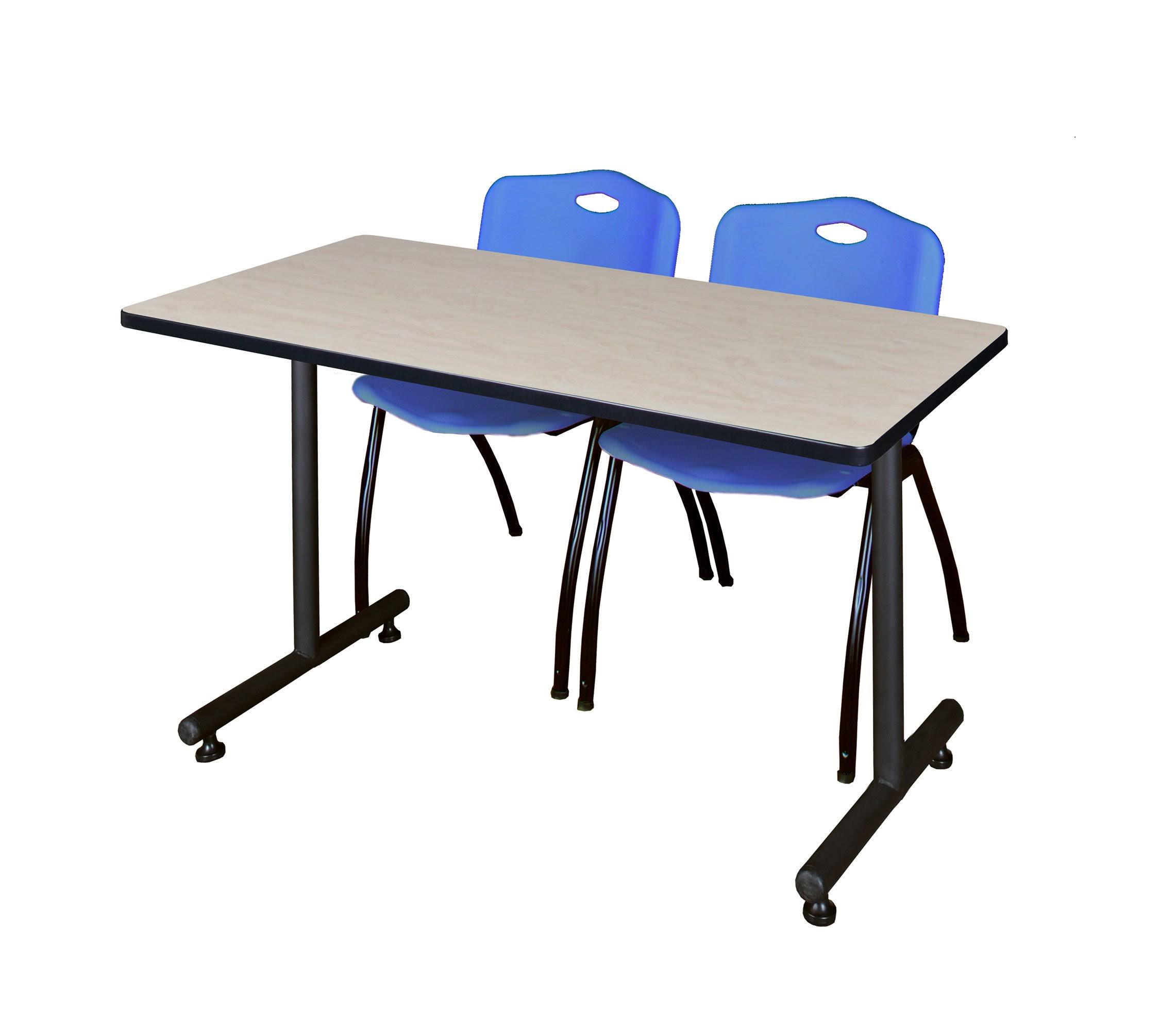 Regency 48x22 x 24x22 Kobe Training Table- Maple 2 &M& Stack Chairs- Blue