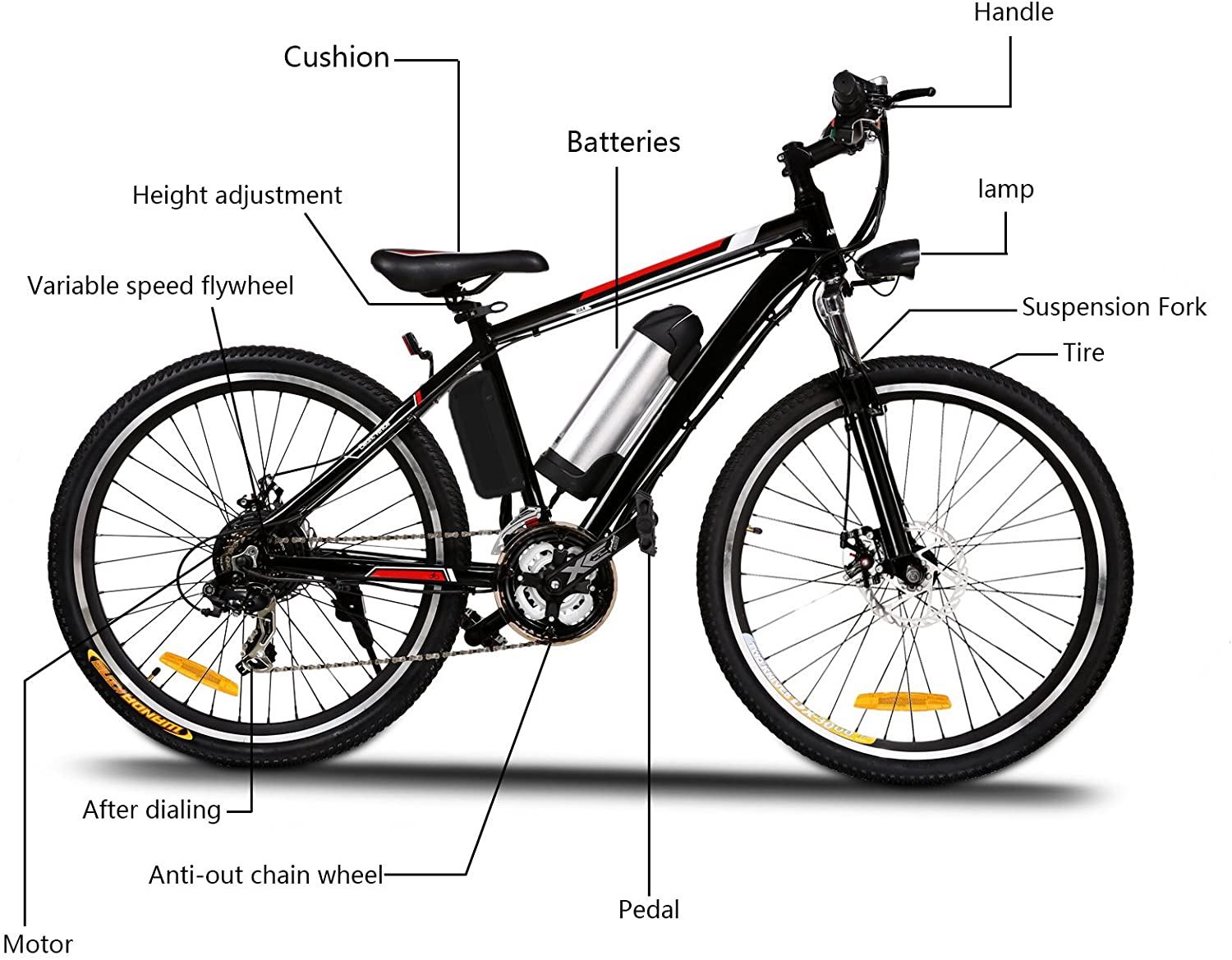 Kemanner 26 inch Electric Mountain Bike 21 Speed