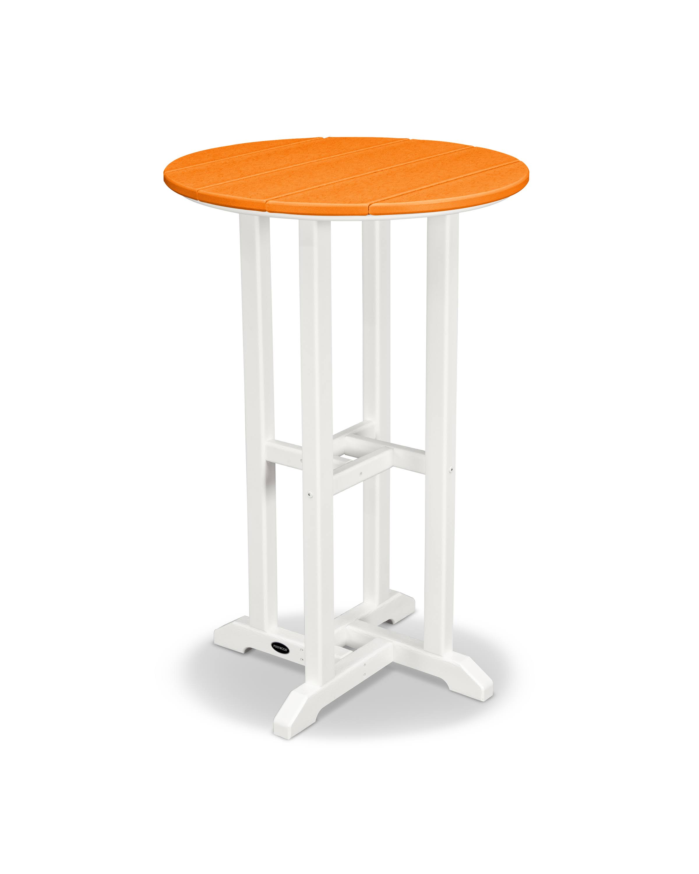 POLYWOOD Contempo 24x22 Round Counter Table - White - Tangerine