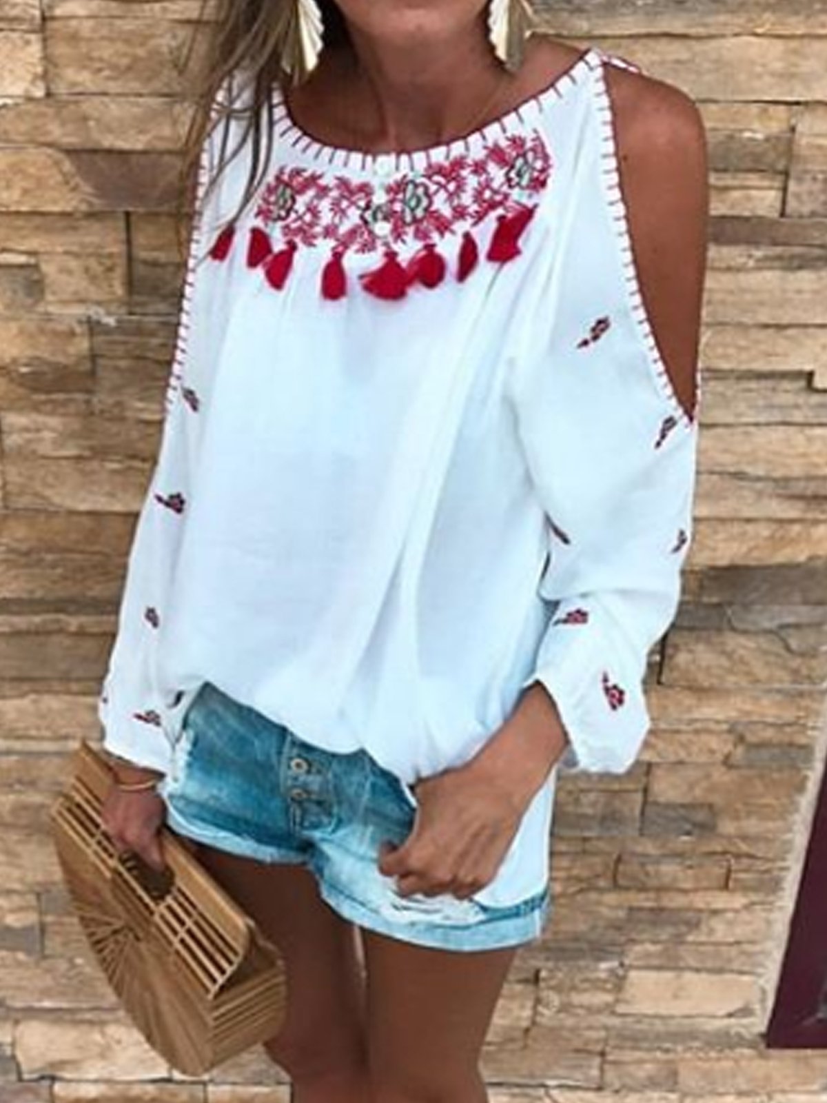 Sweet Long Sleeve Off Shoulder Casual Tops