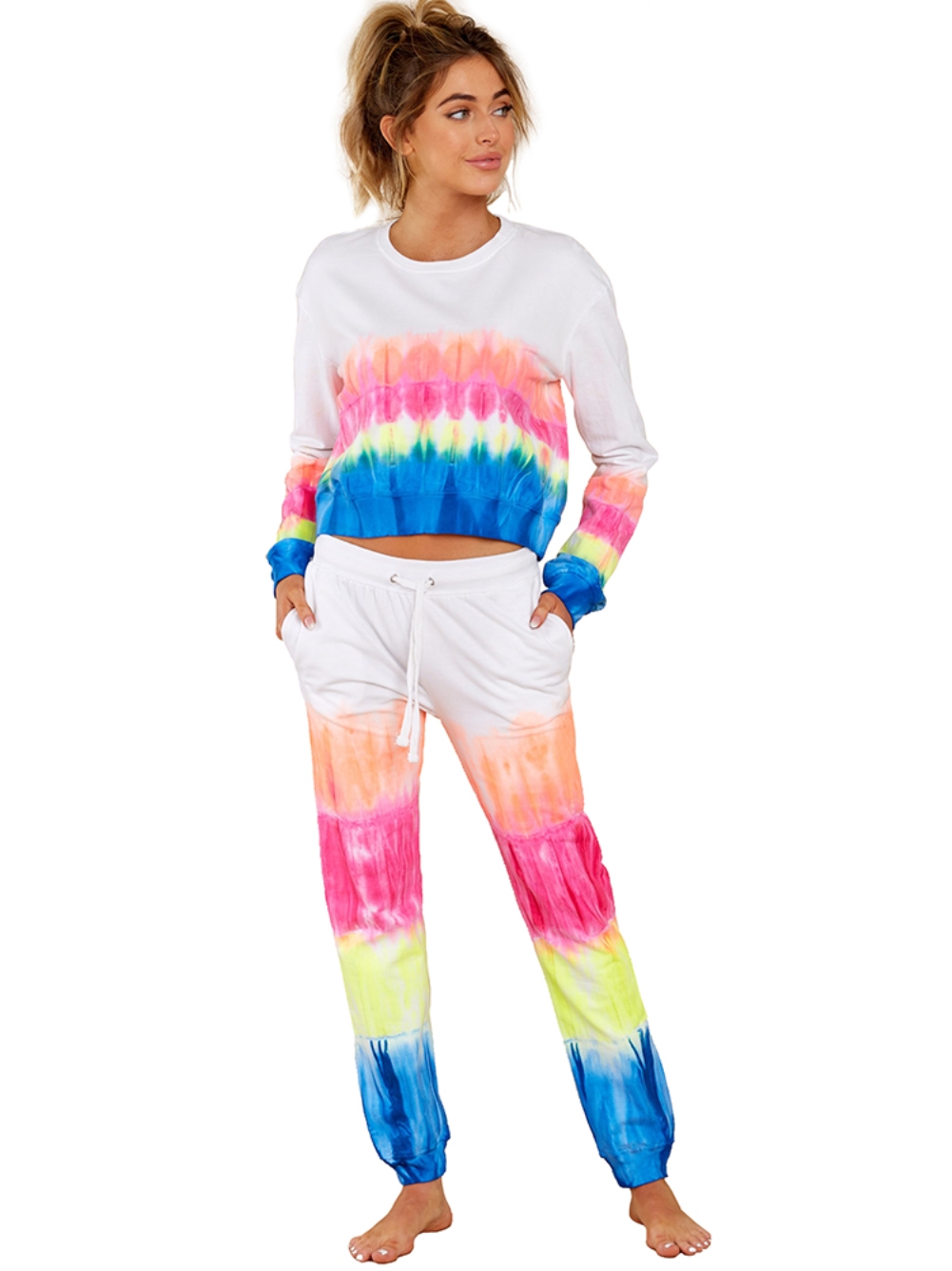 Autumn Tie Dye Matching Top and Pants Lounge Wear