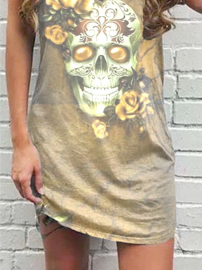 Dark punk casual skull vest dress