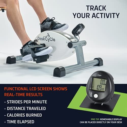 DeskCycle 2 Under Desk Bike Pedal Exerciser with Adjustable Leg �C Mini Exercise Bike Desk Cycle- Black & White