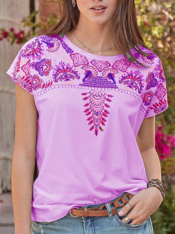 Short Sleeve Crew Neck Casual Shirts & Tops