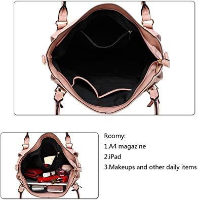 KEYLI Women Handbags Faux Leather Hobo Shoulder Bag Fashion Tote, A Black