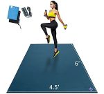 Premium Large Exercise Mat 6’x4.5’x7mm, Ultra Durable Workout Mats for Home Gym Flooring, Non-Slip- (Blue)