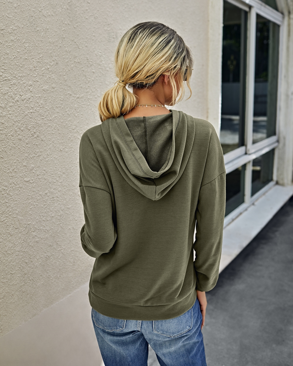 Autumn Solid Color Pocket Hoodie Shirt