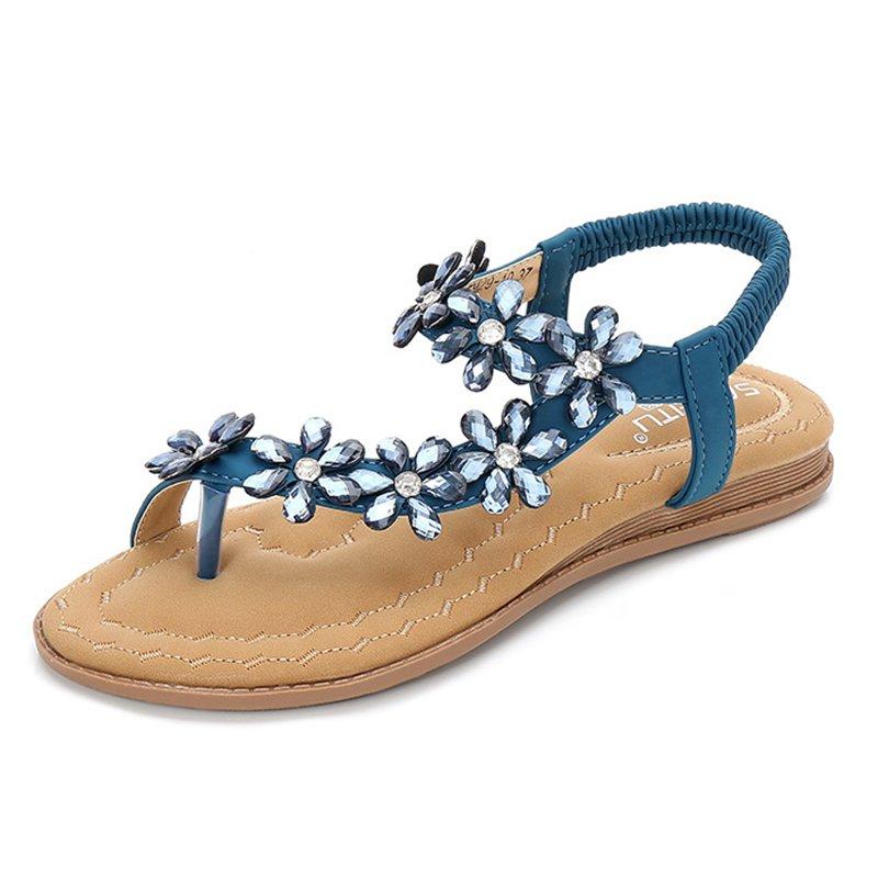 Rhinestone Clip Toe Bohemia Sandals