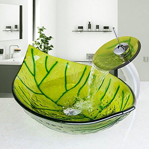 Chrome Bathroom Faucet Pop Up Drain Mounting Ring Set Leaf Shape