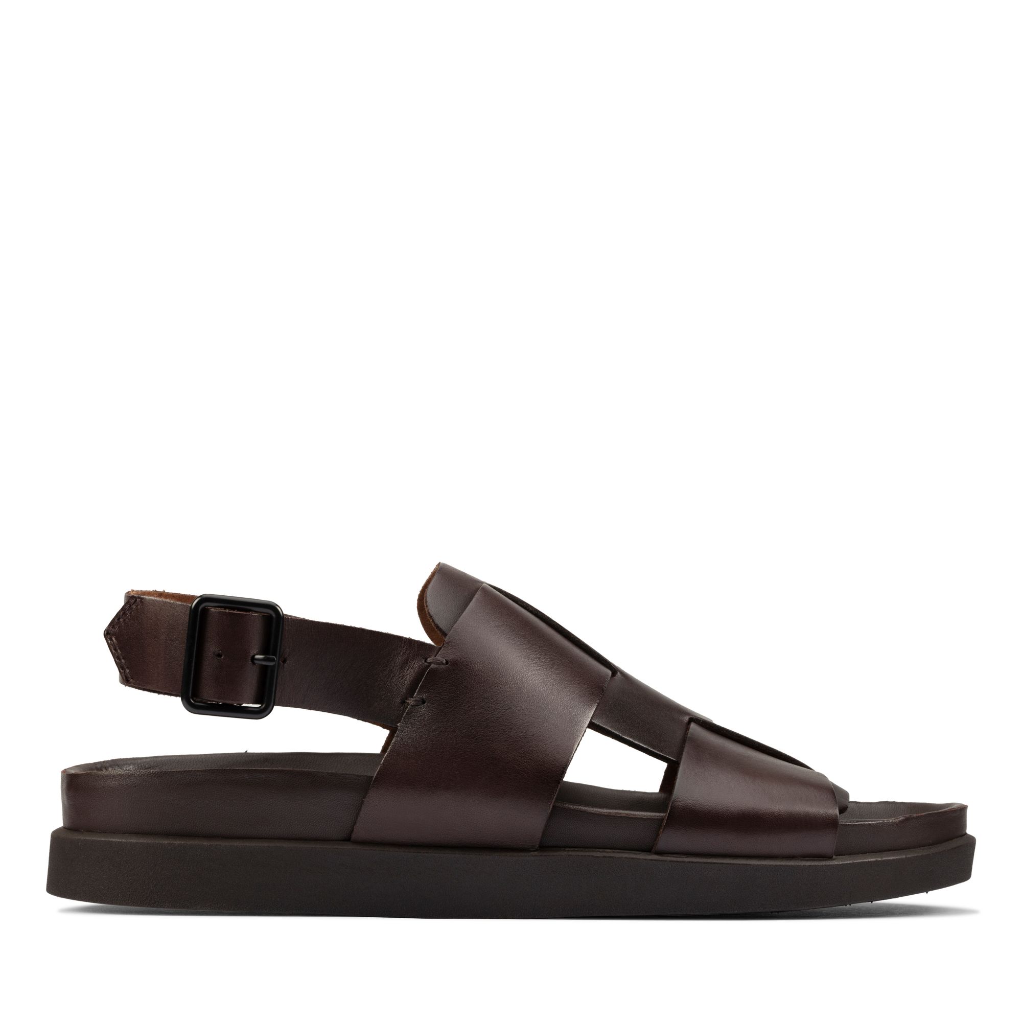 Men Sandals Sunder Strap Dark Brown Lea