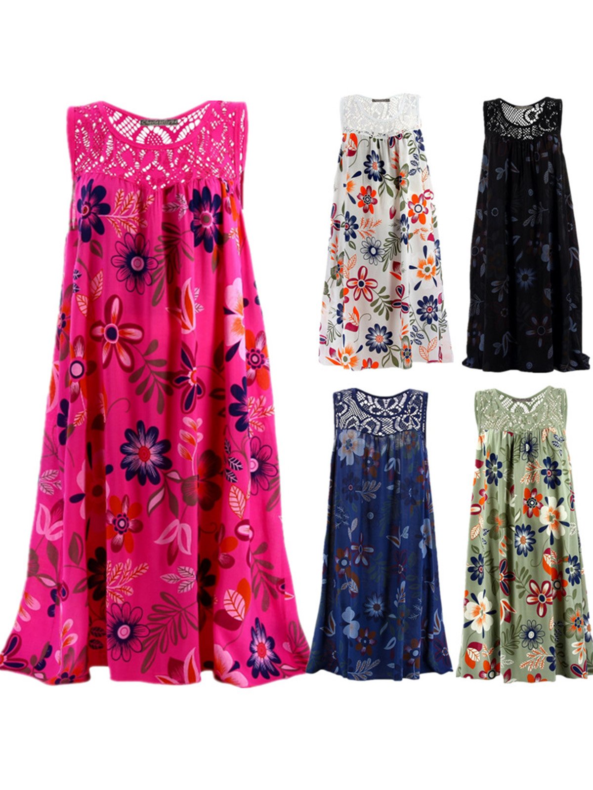 Women Casual Printed Tops Tunic Mini Dress