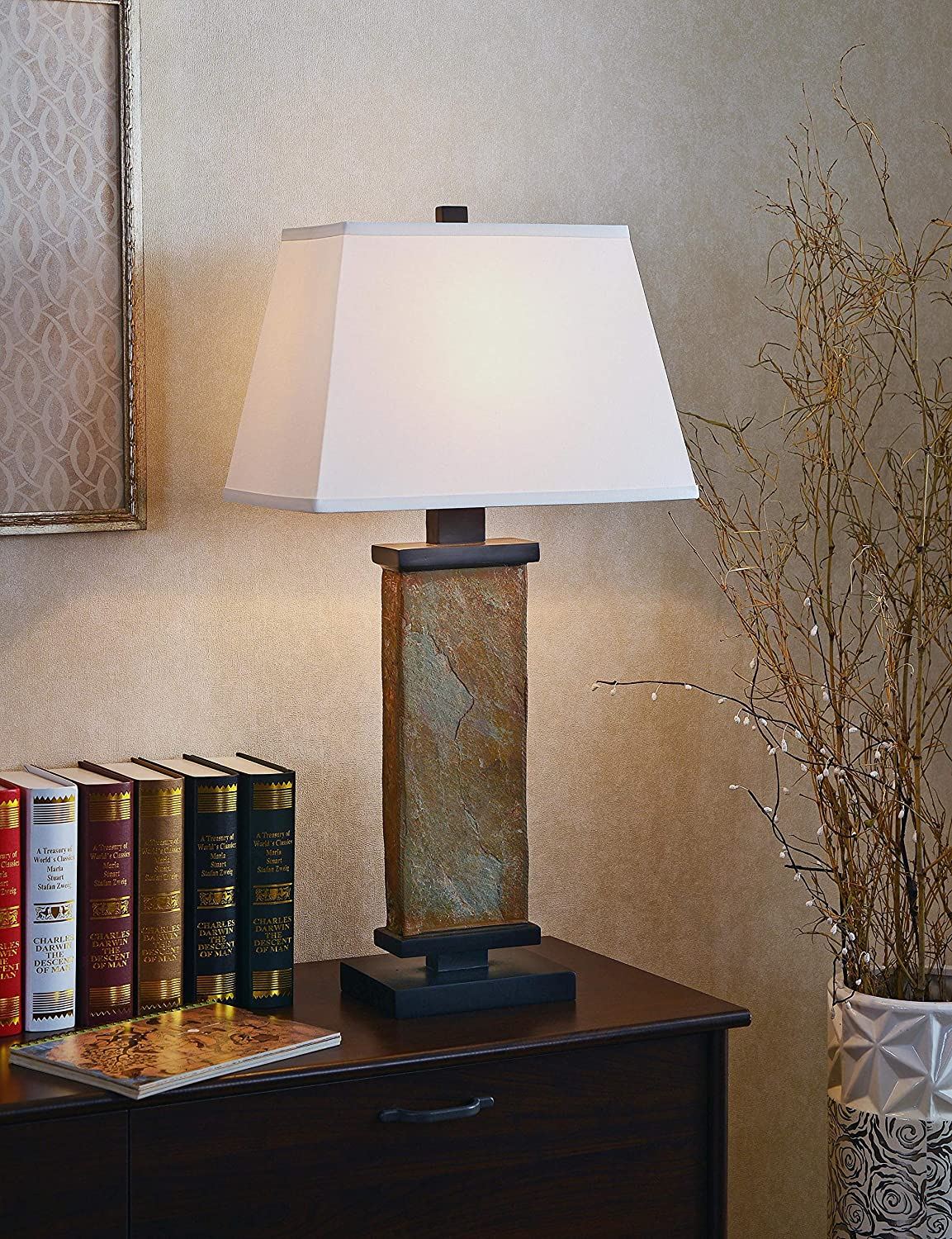 Home 21037SL Hanover Table Lamps, Medium/ Natural Slate Finish