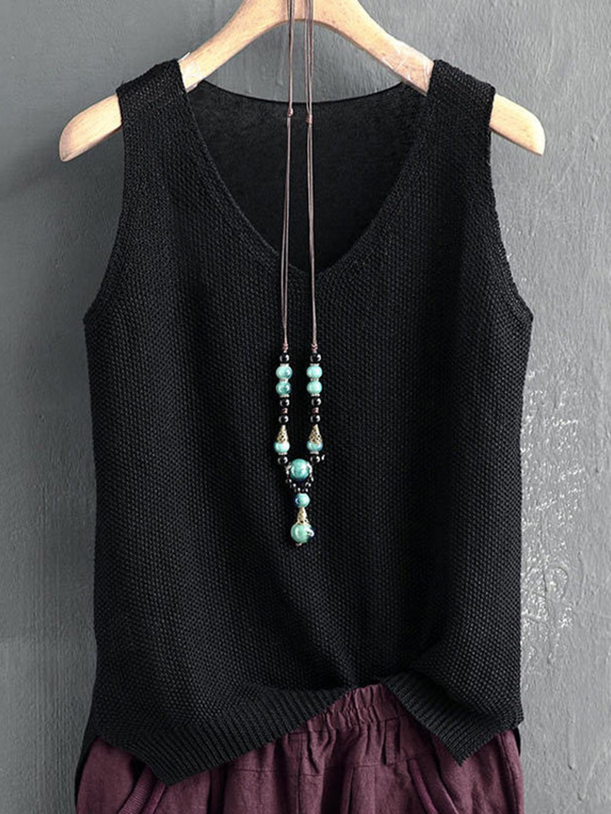 Holiday Solid Sleeveless Shirts & Tops