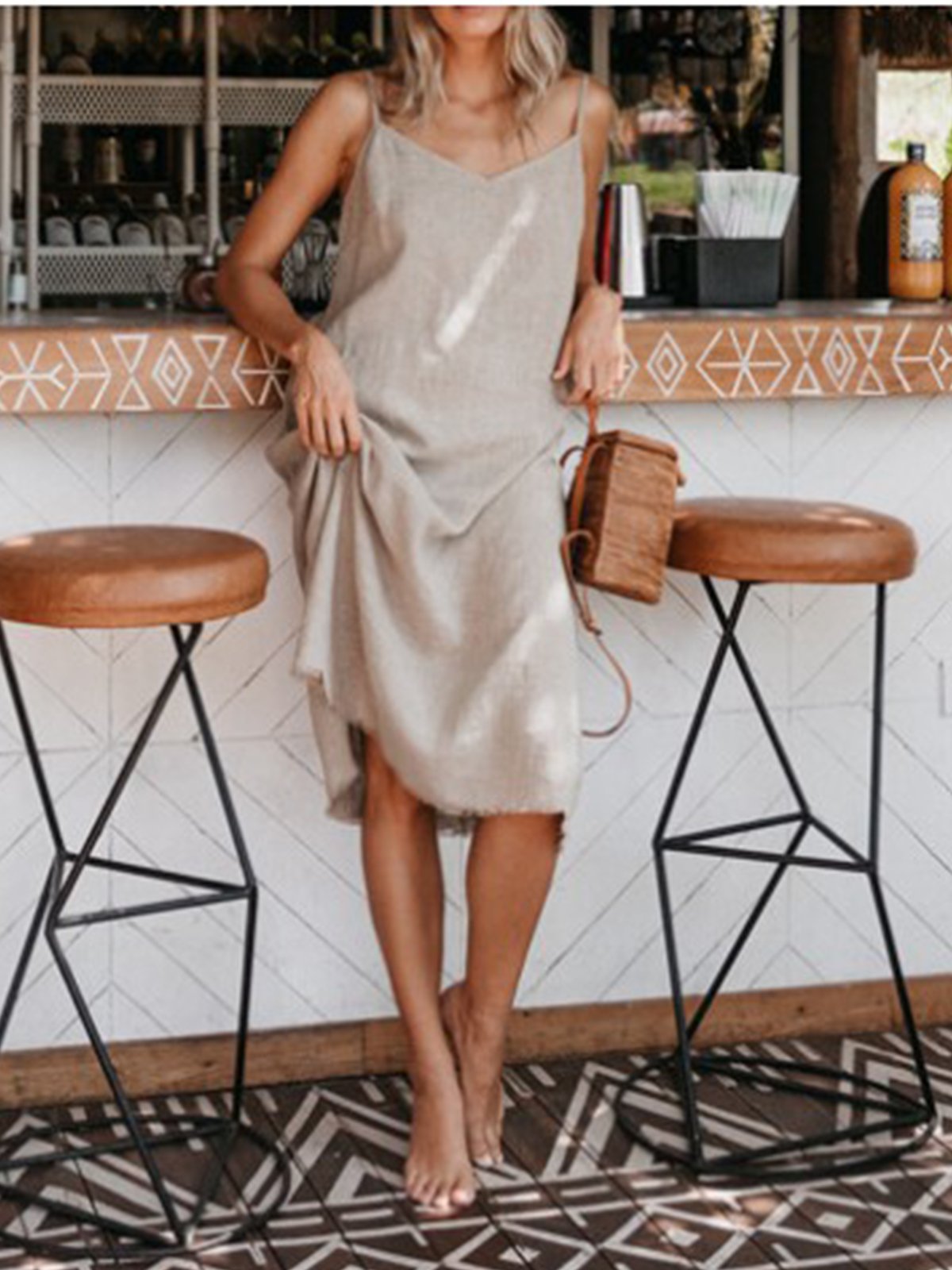 Linen Solid Casual Dresses