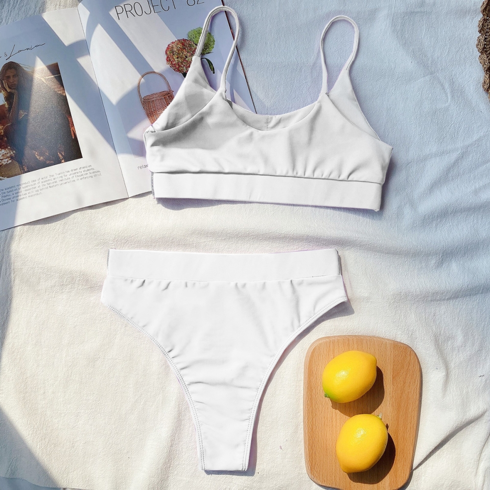 Two Piece Simple High Waist Strap Swimwear