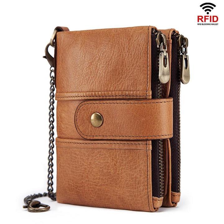 Men's Genuine Leather RFID Buckle Wallet