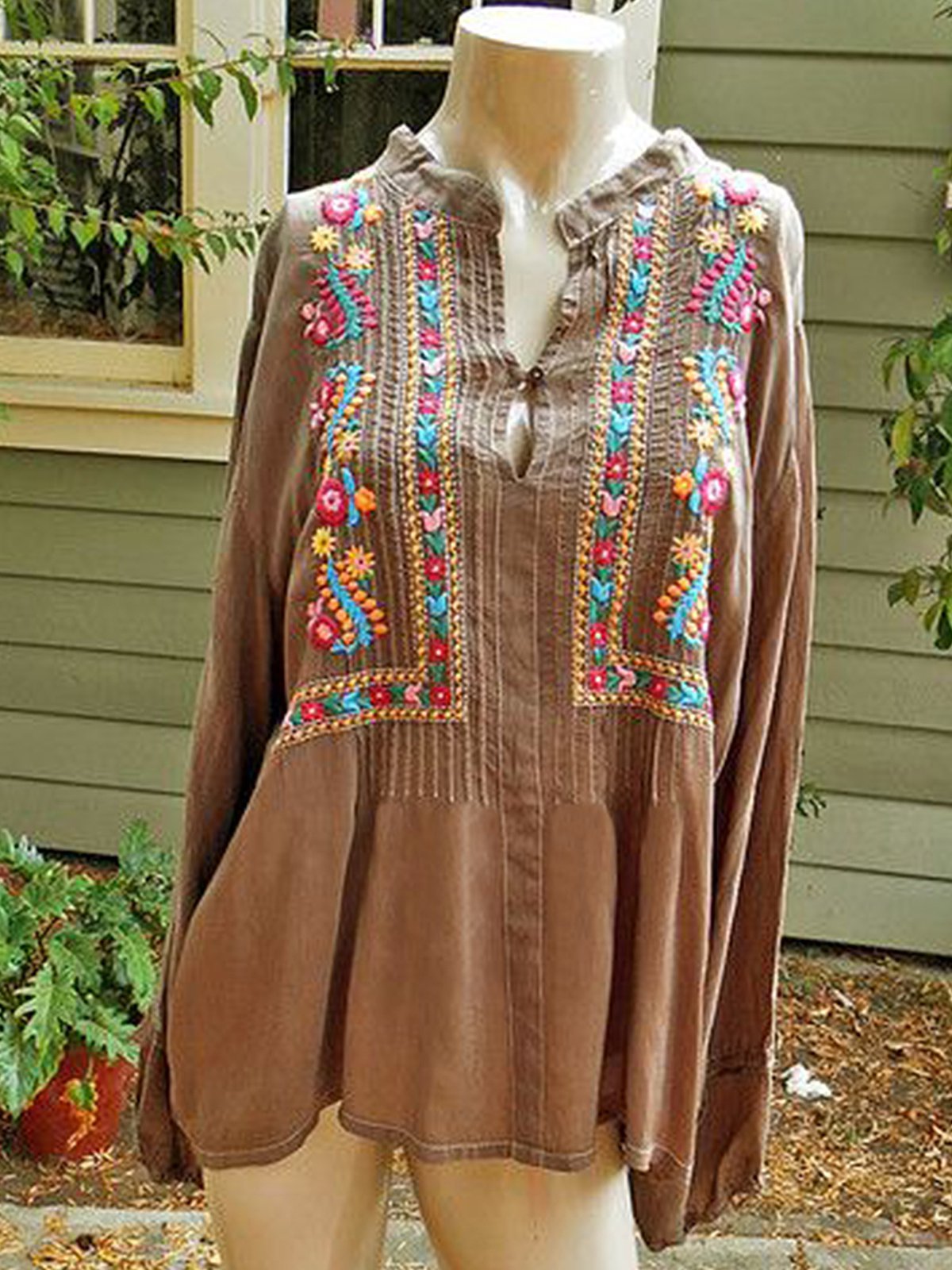 Vintage Printed Long Sleeve Shirts & Tops