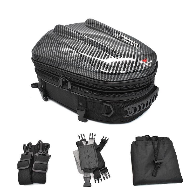 Motorcycle Back Seat Waterproof ABS Hard-Shell Expandable Helmet Tail Bag
