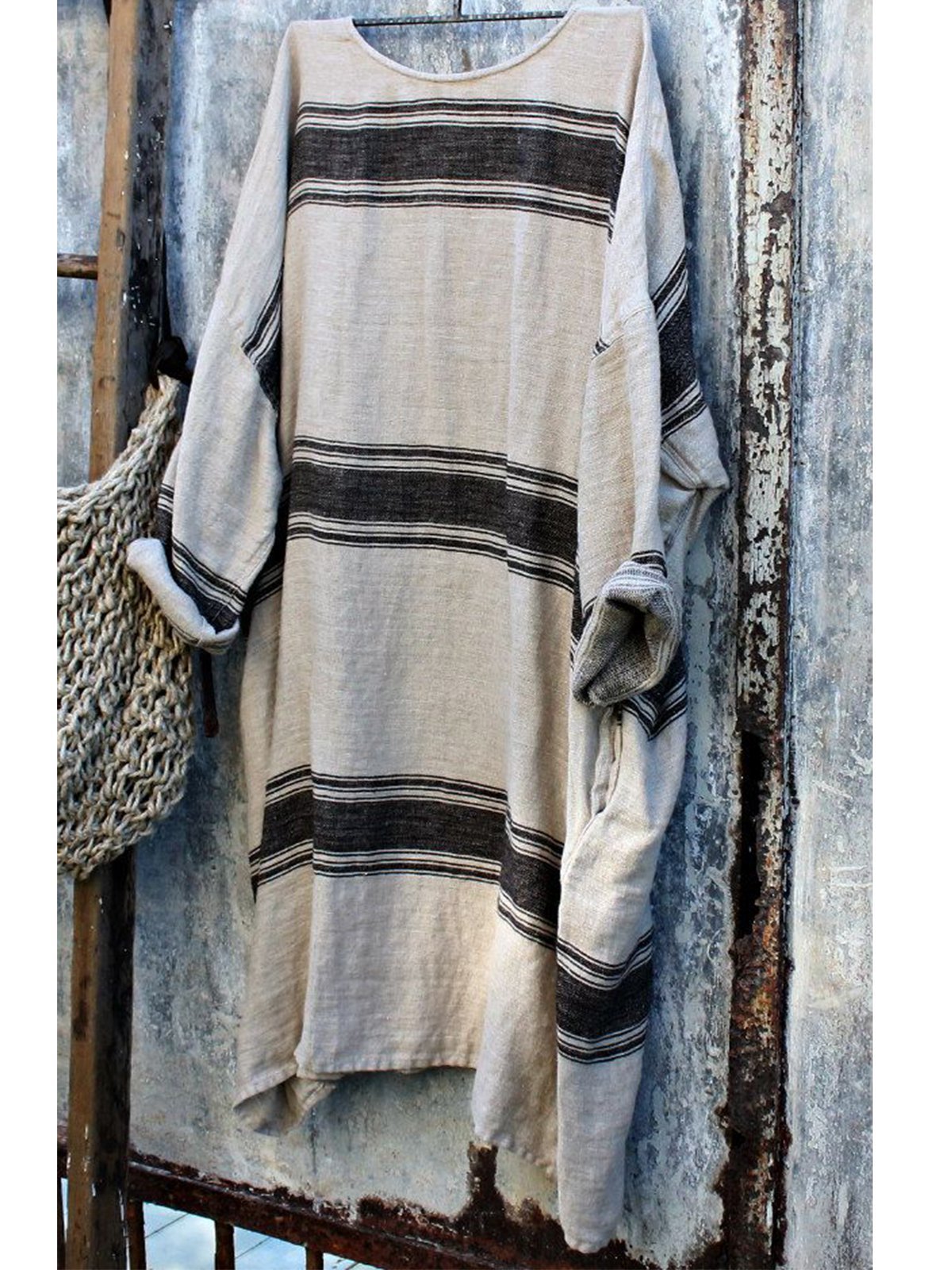 Linen Simple & Basic Long Sleeve Casual Dresses