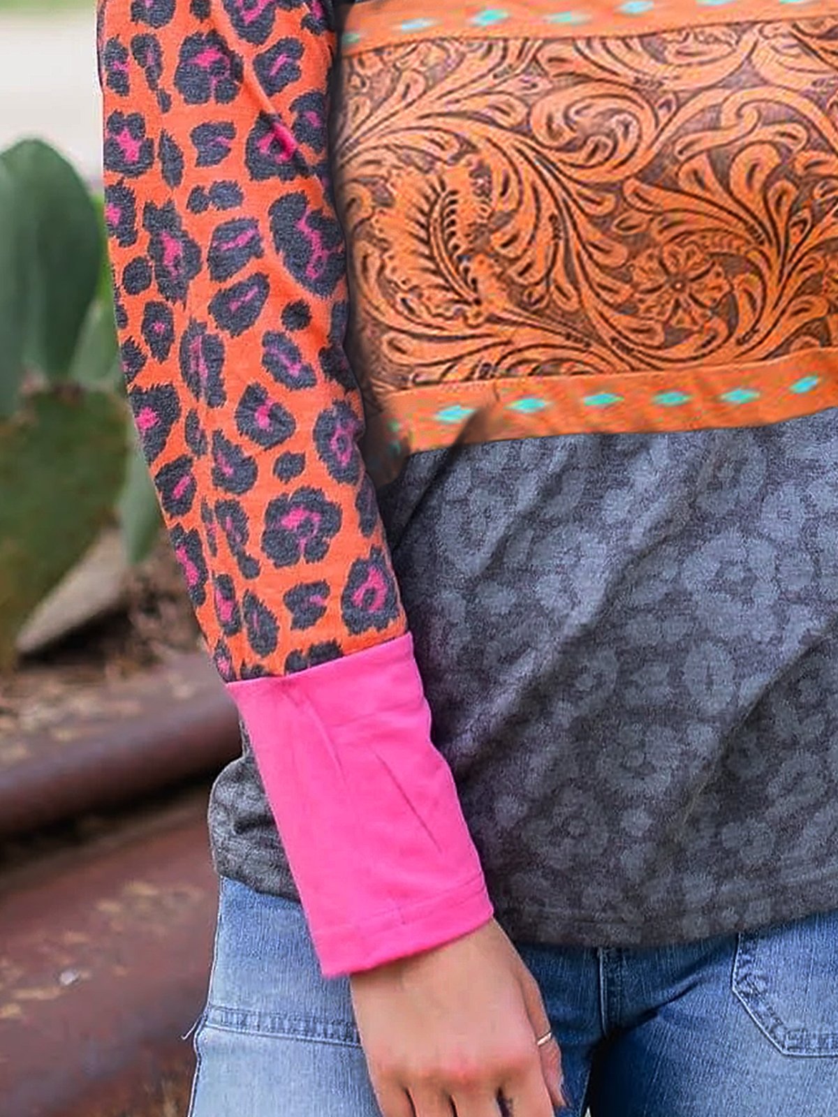 Vintage Long Sleeve Shift Jacquard Shirts & Tops