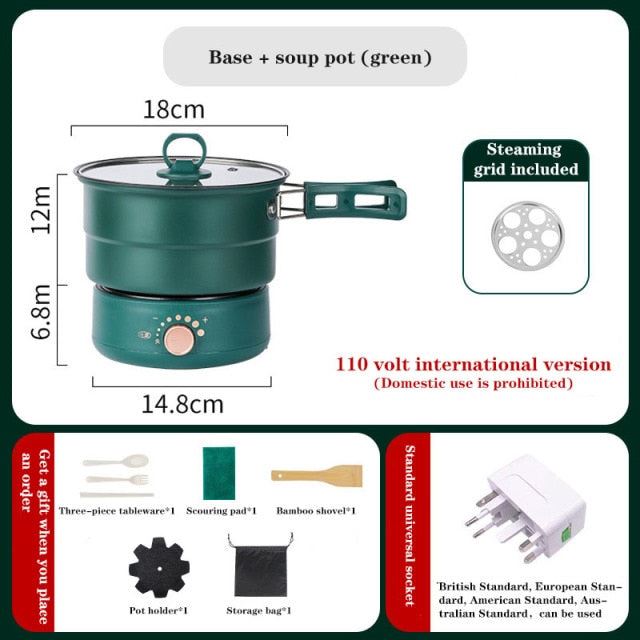 110V Multicooker Electric Skillet Fry Stew Soup Pot Multifunctional Rice Steamer Hot Pot Detachable