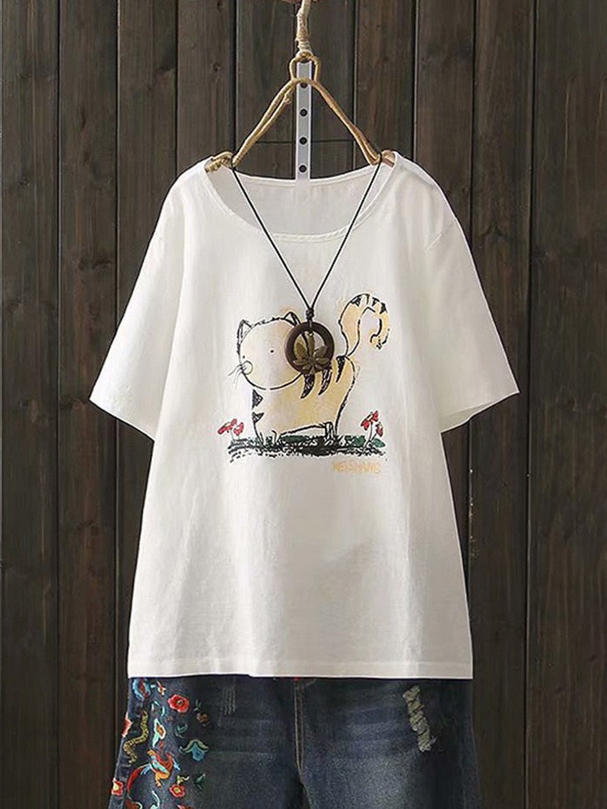 Casual Short Sleeve Round Neck Plus Size Tops