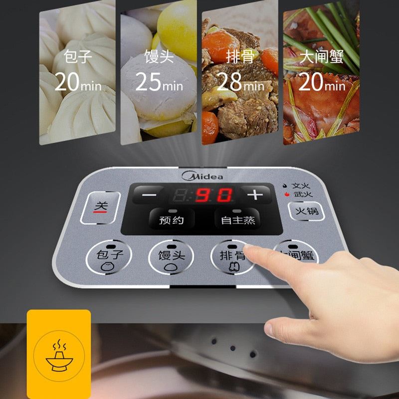 3-layer High Capacity Multi-function Appointment Timing Stainless Steel Steam Cooker Food Steamer Pot