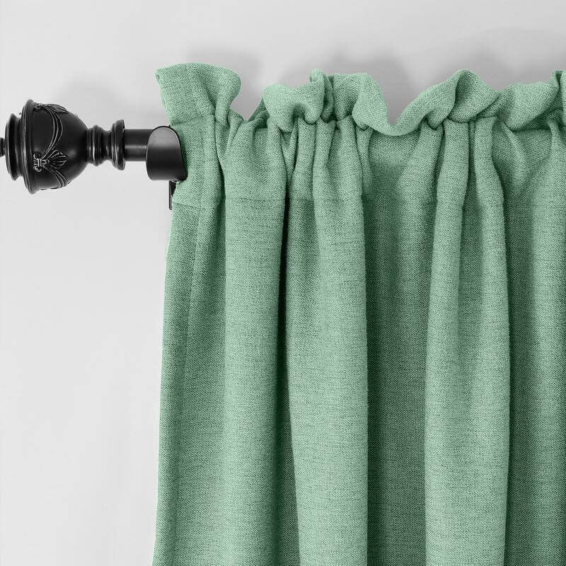 Rod Pocket Faux Linen Textured Curtain Drape Olive
