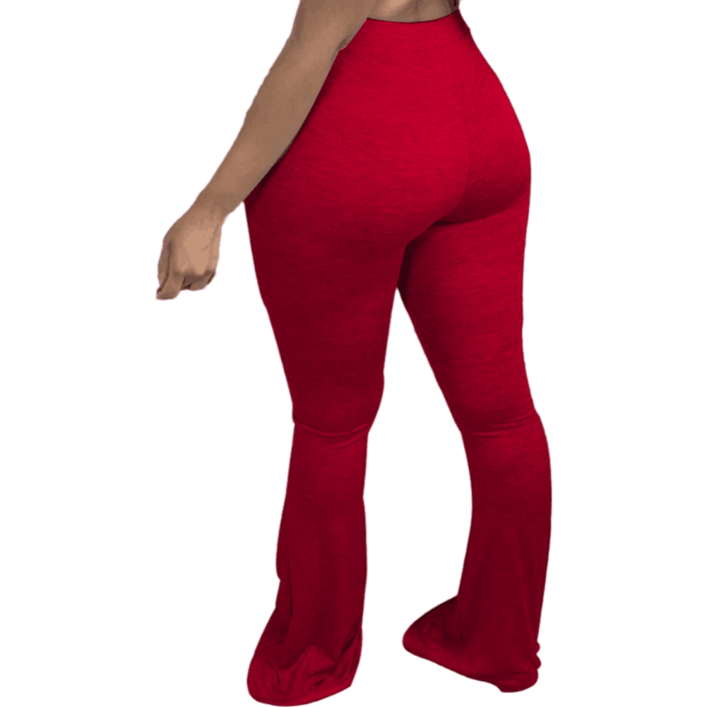 Solid Color African High Waist Flare Trousers