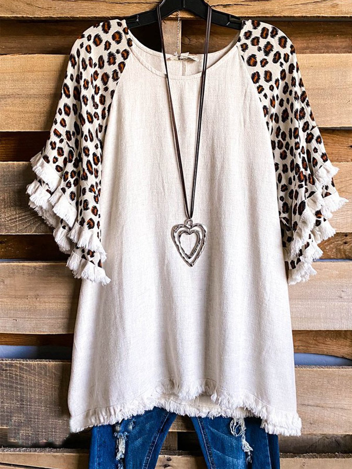 Casual Short Sleeve Round Neck Cotton-Blend Shirts & Tops