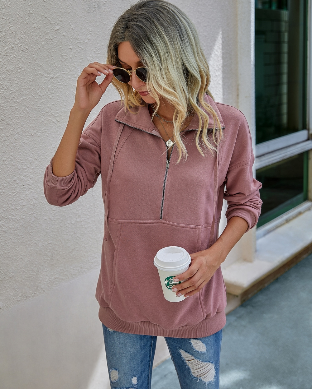 Autumn Plain Pocket Zipper Shirt