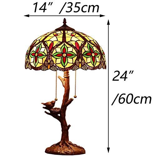 Table Lamp with 14 inches Wide Lampshade and Bird Nest Tree Trunk Base