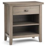 24 in SOLID WOOD Wide Night Stand w/ Storage, 1 Drawer & 2 Shelves, For Bedroom
