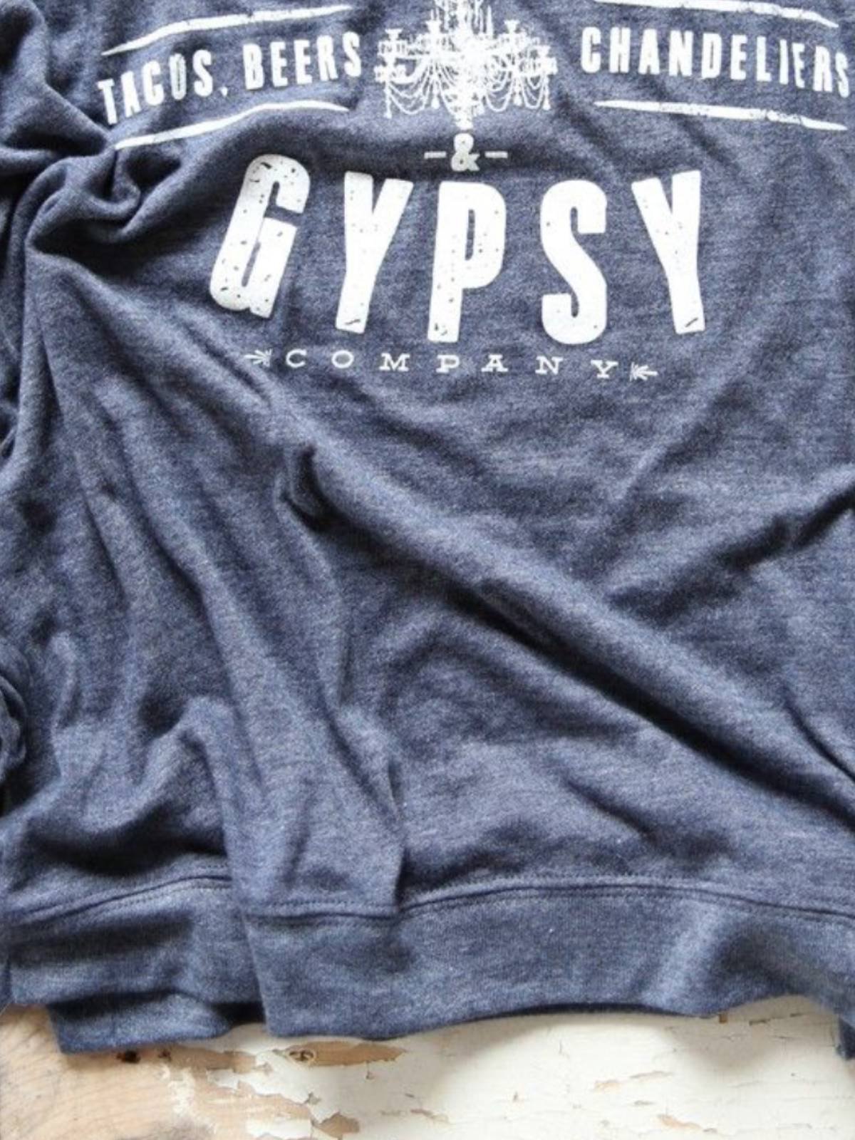 Blue Cotton-Blend Crew Neck Long Sleeve Shirts & Tops