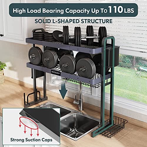 Over The Sink Dish Drying Rack, Boosiny 2 Tier