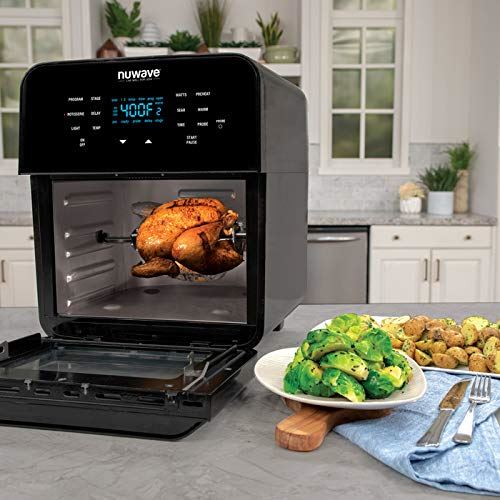 15.5-Quart Large Capacity Air Fryer Oven + Grill; Probe; 2 Stainless Steel Racks