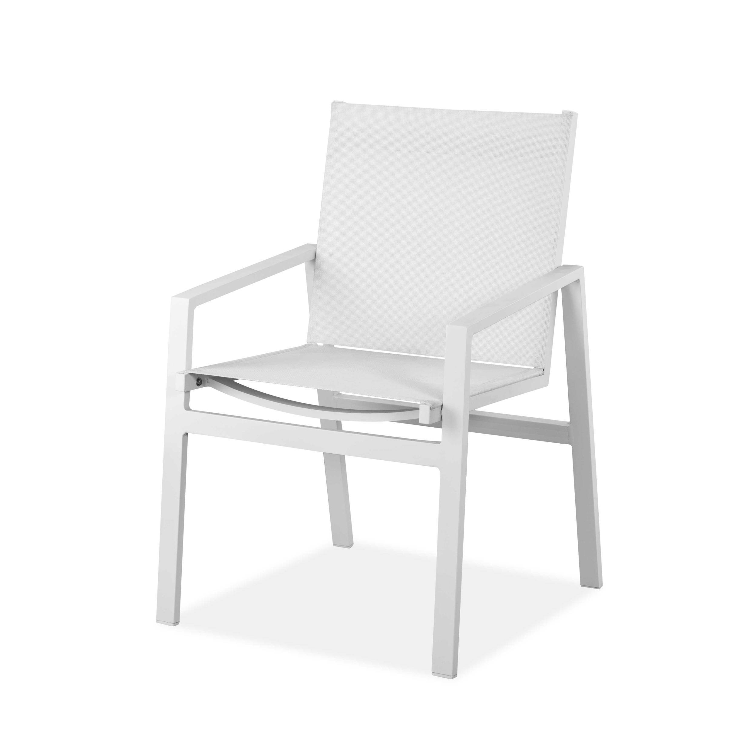 22x22 x 24x22 x 34x22 White Aluminum Dining Armed Chair