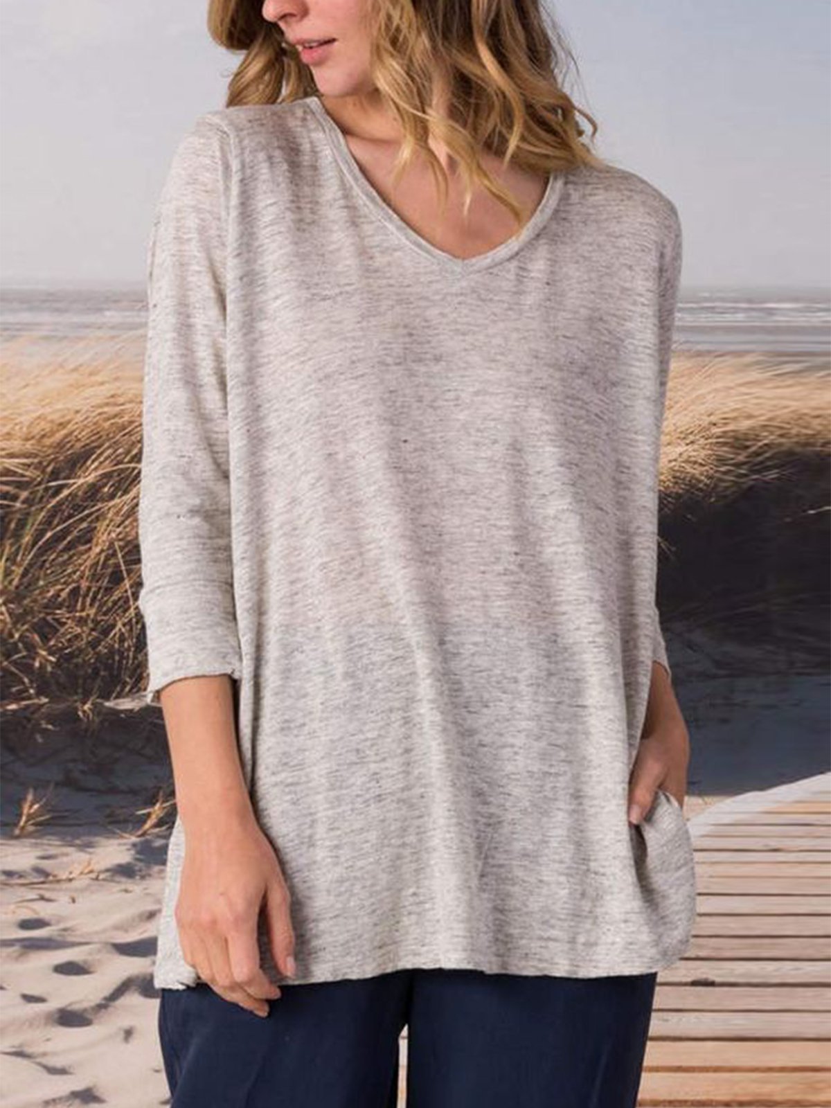 Plus size, solid color loose shirt