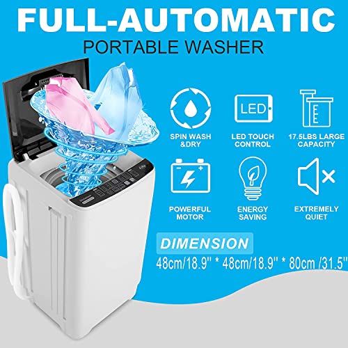 Full-Automatic Washing Machine with Drain Pump, 2-in-1 Compact Laundry Washer