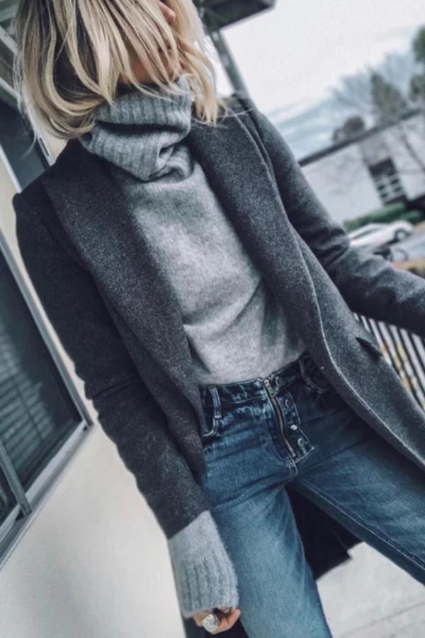 Minimalist Solid Color Autumn And Winter Long Cardigan Coat