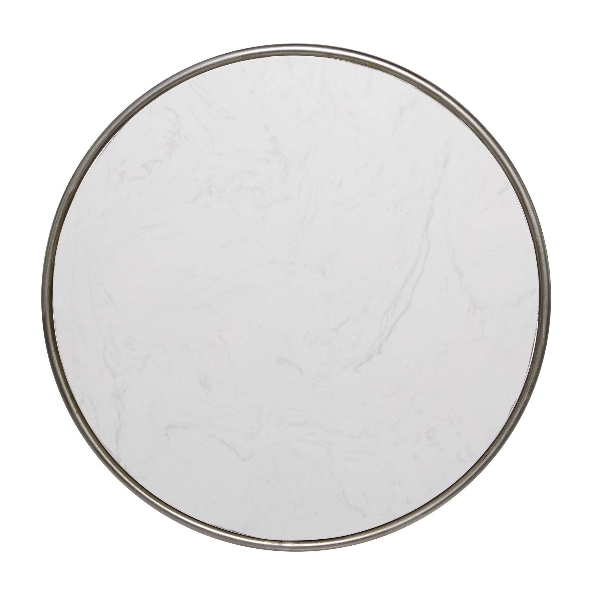 Litton Lane Silver Marble Industrial Accent Table